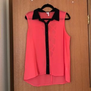 Coral and black Studio Y tank top